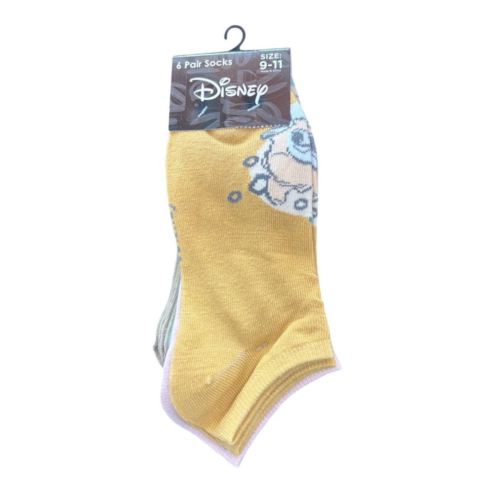 Disney Yellow Casual Socks Ankle Length 6 Pk